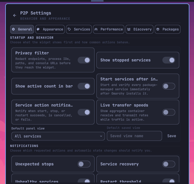 Privacy and behavior settings