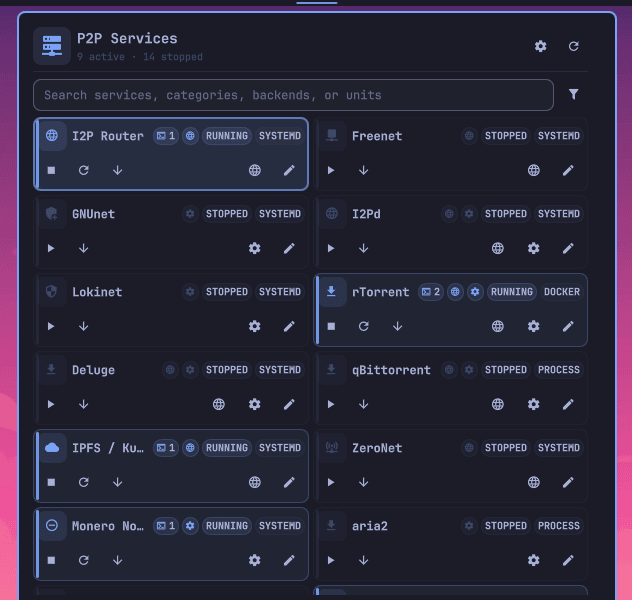 Two-column service grid