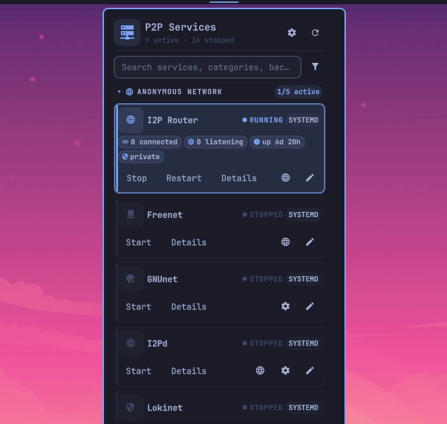 Comfortable grouped service list